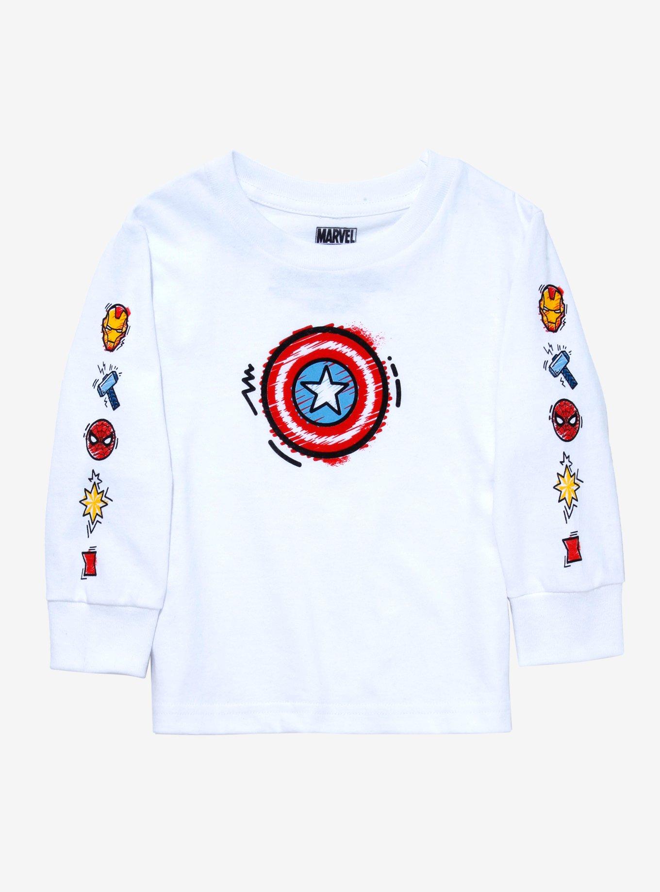 Marvel Drawing Icons Toddler Long Sleeve T-Shirt - BoxLunch Exclusive, MULTI, hi-res