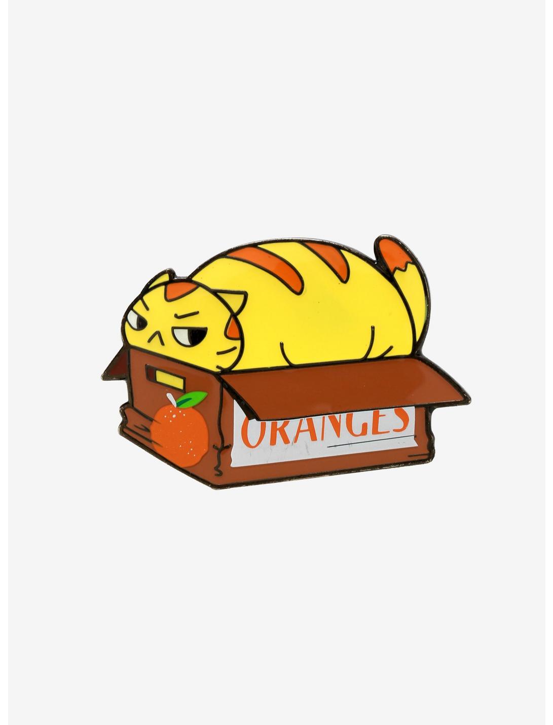 Cat Orange Box Enamel Pin, , hi-res