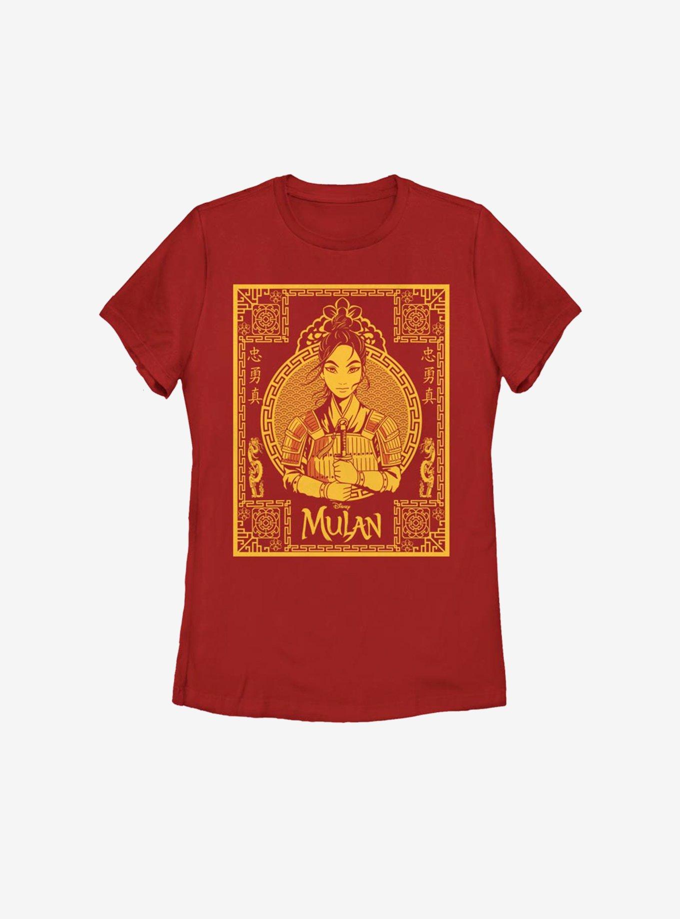Disney Mulan Live Action Golden Poster Womens T-Shirt, RED, hi-res