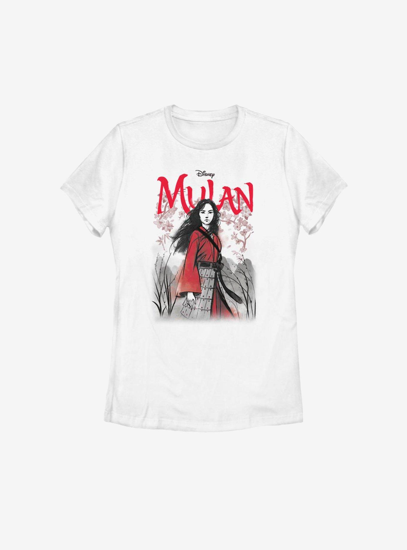 Disney Mulan Live Action Watercolor Title Womens T-Shirt, WHITE, hi-res