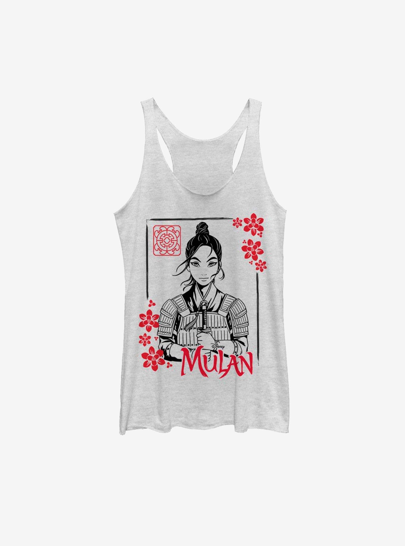 Disney Mulan Live Action Ink Portrait Womens Tank Top, WHITE HTR, hi-res