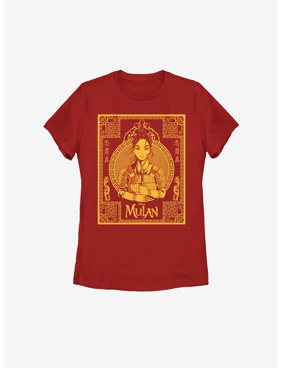 Disney Mulan Live Action Golden Poster Womens T-Shirt, RED, hi-res