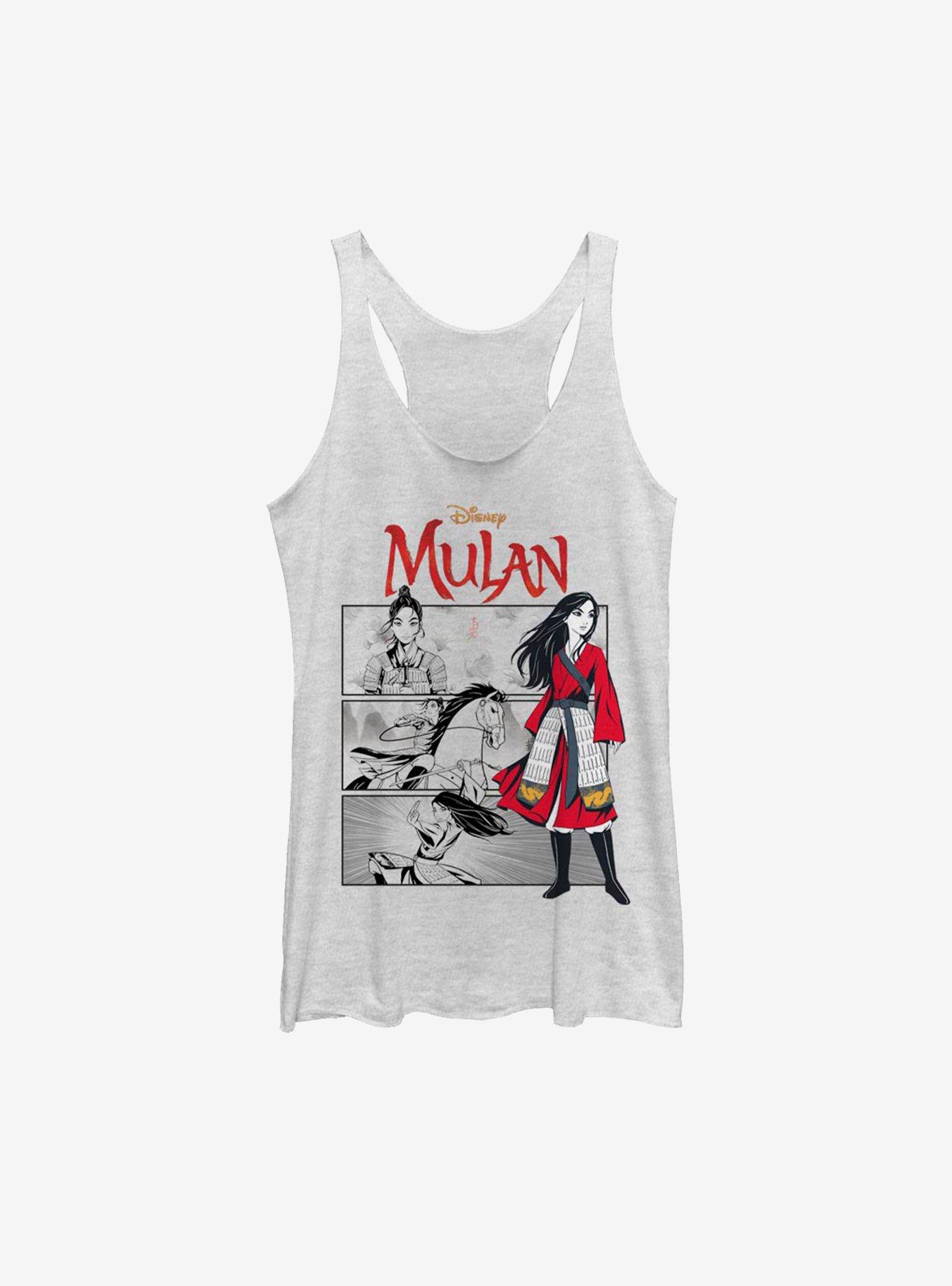 Disney Mulan Live Action Comic Panels Womens Tank Top, WHITE HTR, hi-res