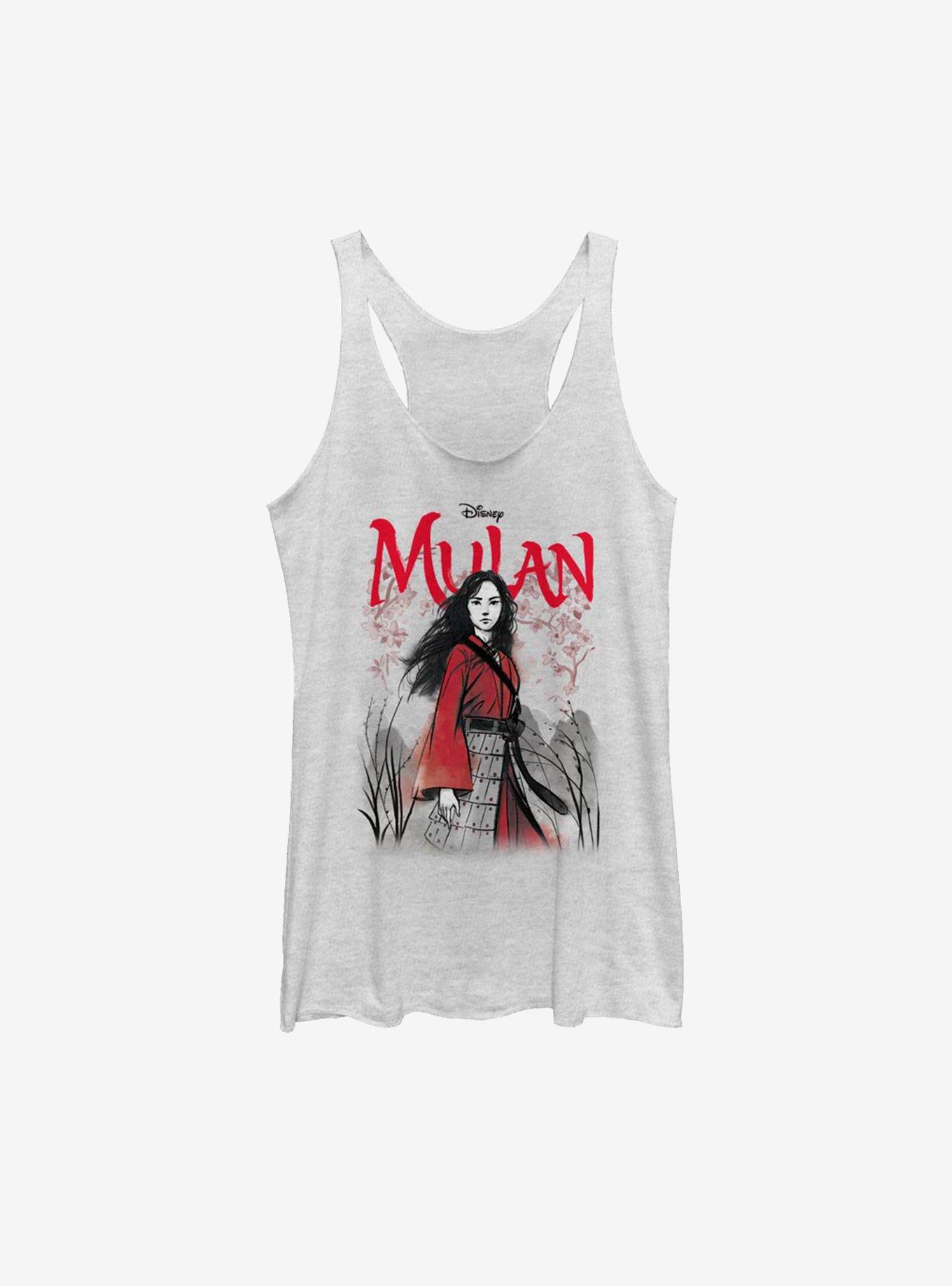 Disney Mulan Live Action Watercolor Title Womens Tank Top, WHITE HTR, hi-res