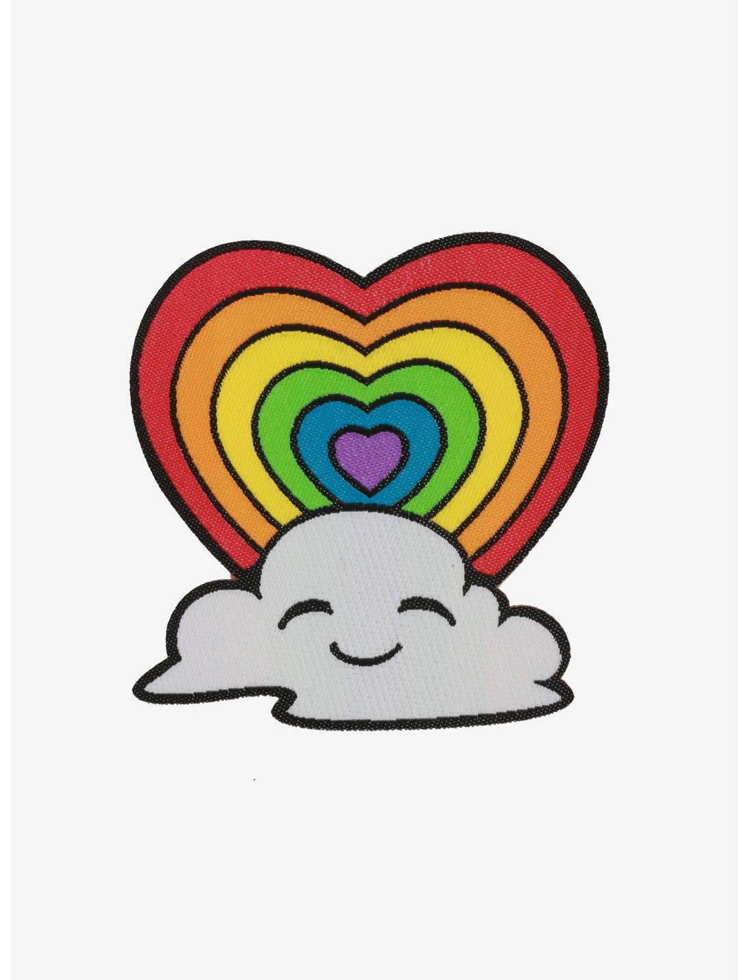 Rainbow Heart Smiling Cloud Patch, , hi-res