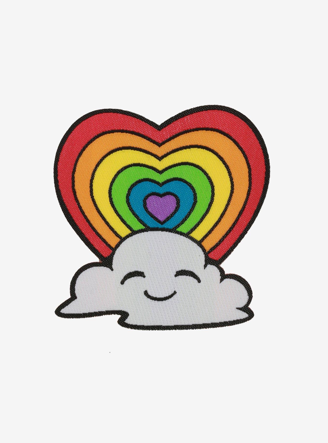 Rainbow Heart Smiling Cloud Patch, , hi-res
