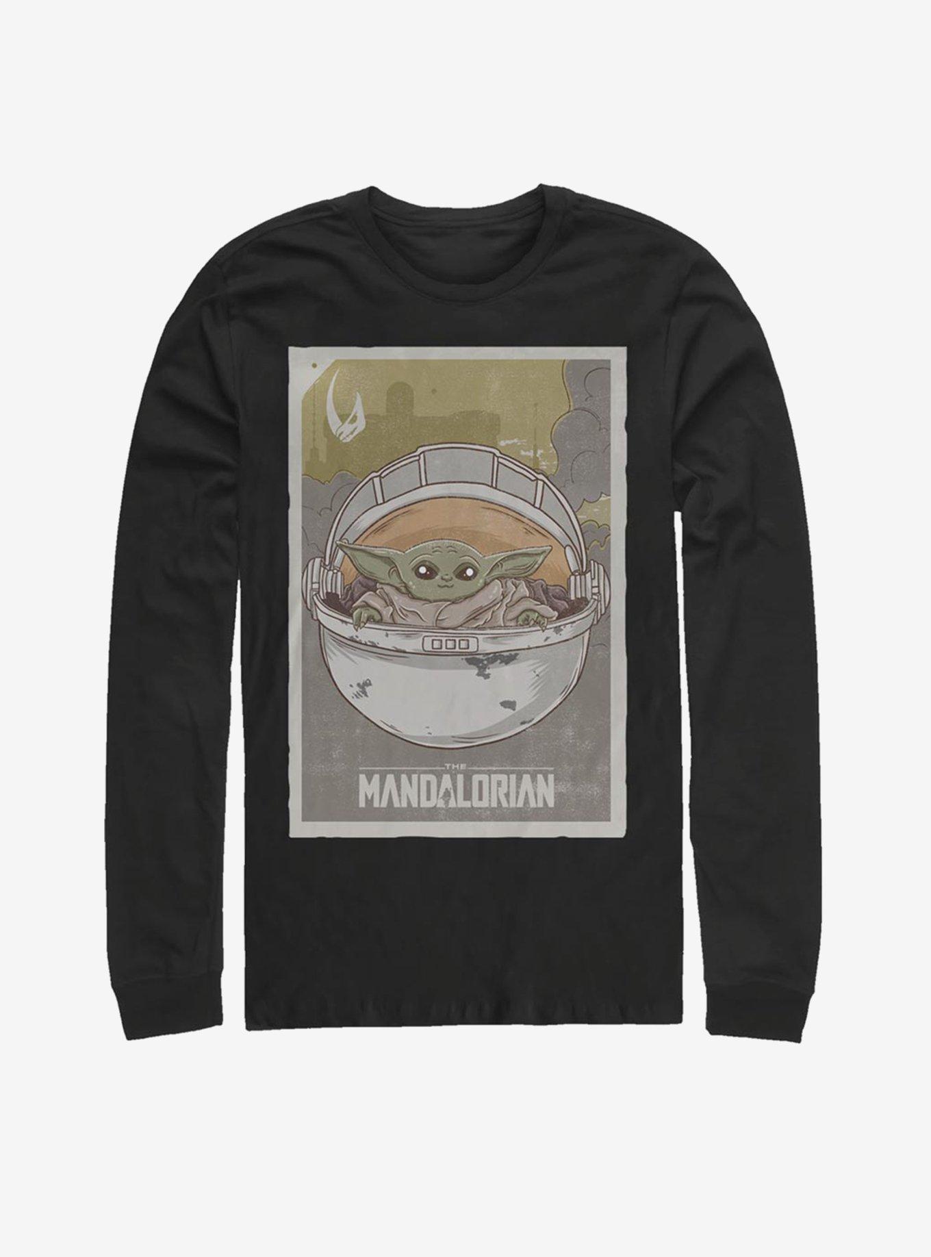 Star Wars The Mandalorian The Child Vintage Poster Long-Sleeve T-Shirt, BLACK, hi-res