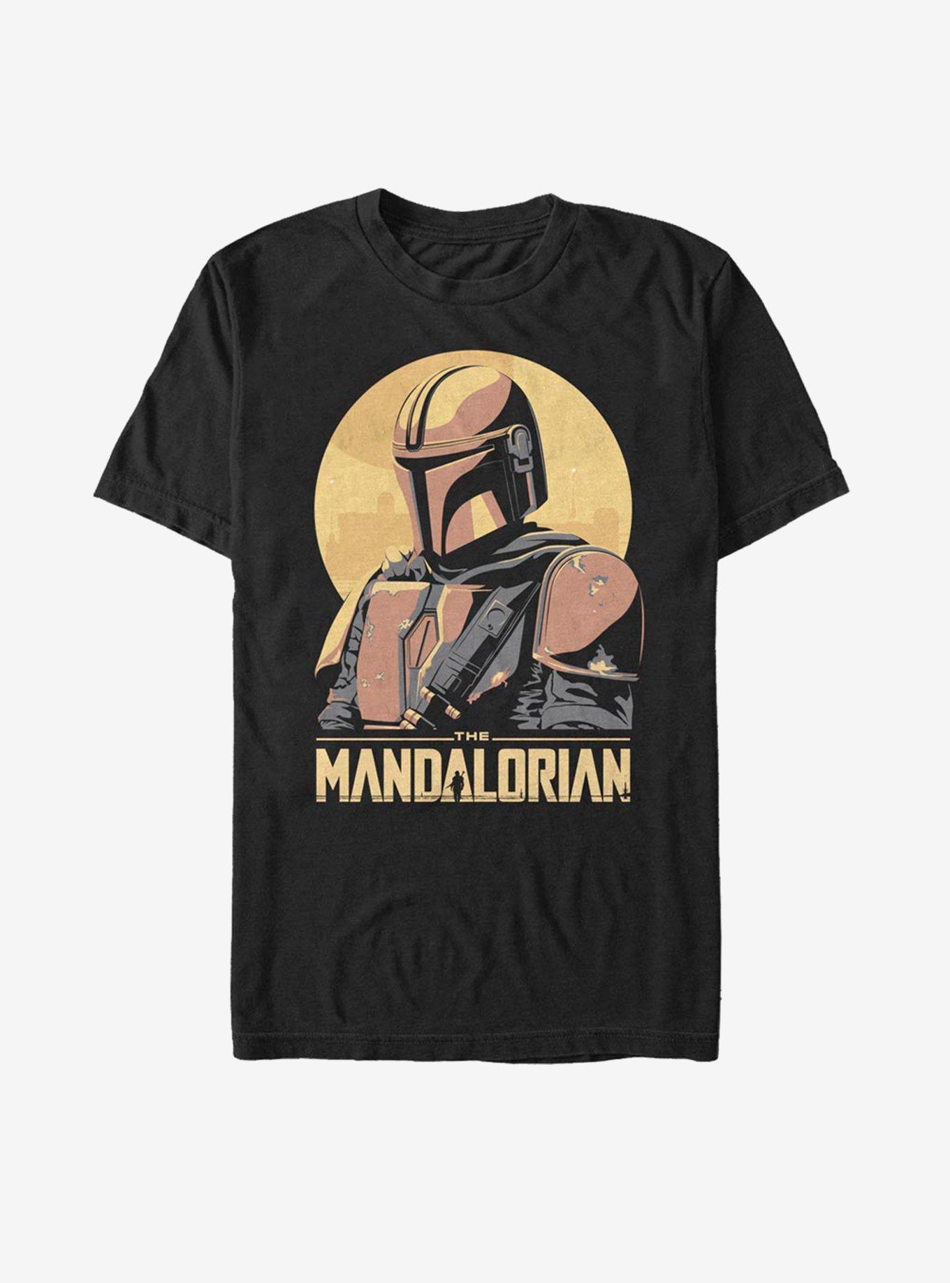 Star Wars The Mandalorian Mando Sunset Frame T-Shirt, BLACK, hi-res