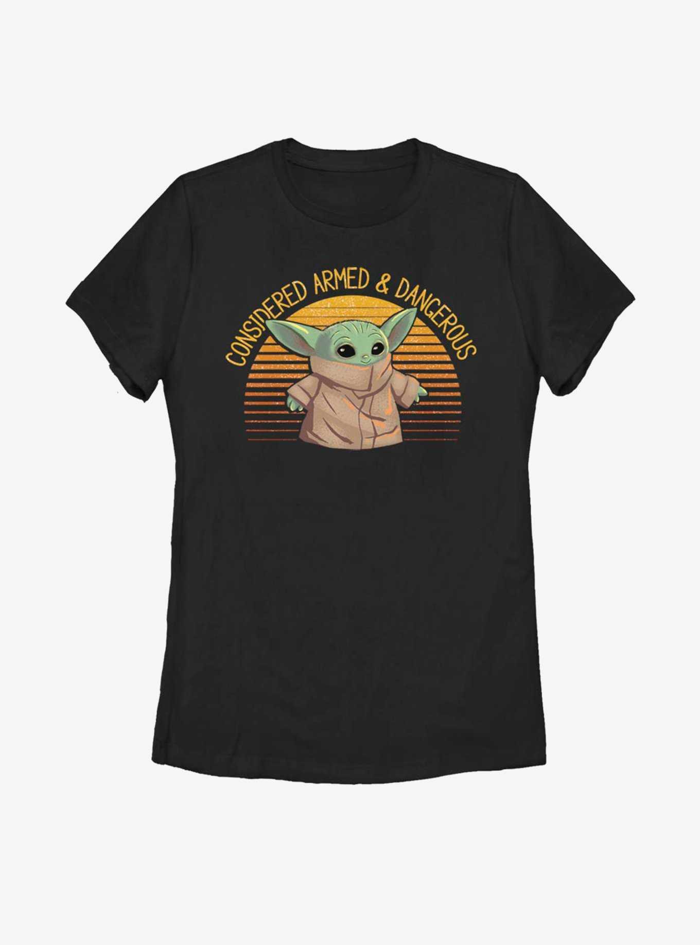 Star Wars The Mandalorian The Child Sunset Armed And Dangerous Womens T-Shirt, , hi-res