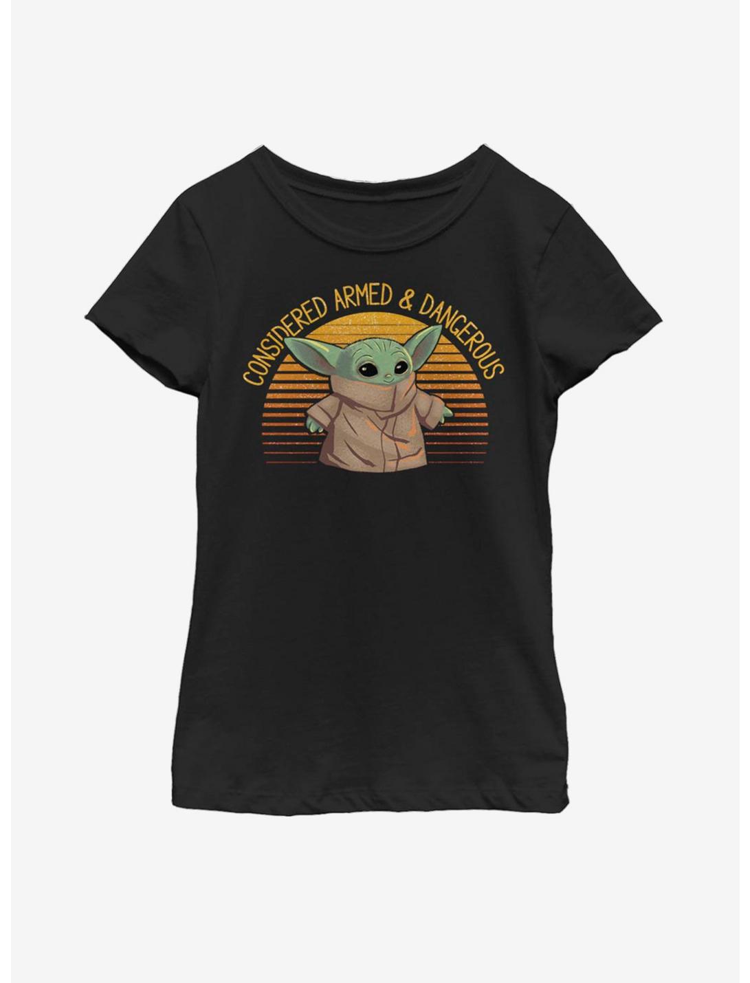 Star Wars The Mandalorian The Child Sunset Armed And Dangerous Youth Girls T-Shirt, BLACK, hi-res