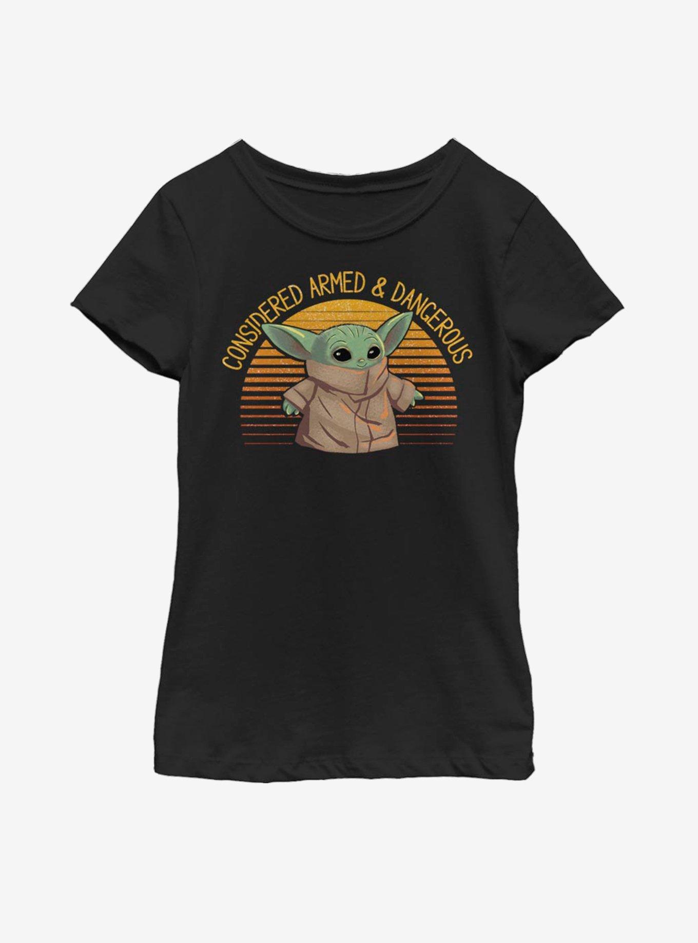 Star Wars The Mandalorian The Child Sunset Armed And Dangerous Youth Girls T-Shirt, BLACK, hi-res