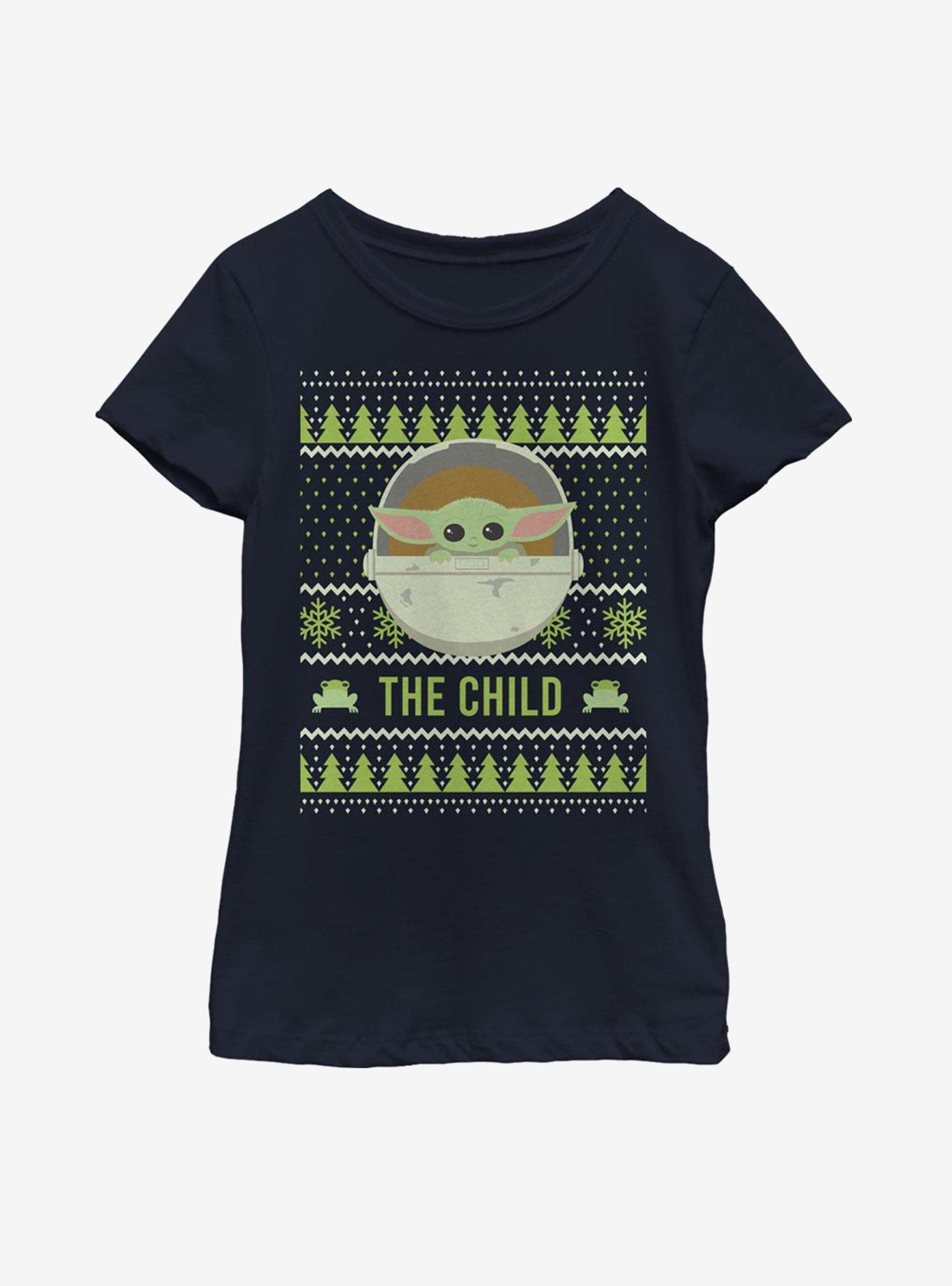 Star Wars The Mandalorian The Child Cute Holiday Pattern Youth Girls T-Shirt, , hi-res