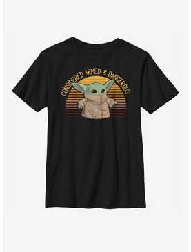 Star Wars The Mandalorian The Child Sunset Armed And Dangerous Youth T-Shirt, , hi-res