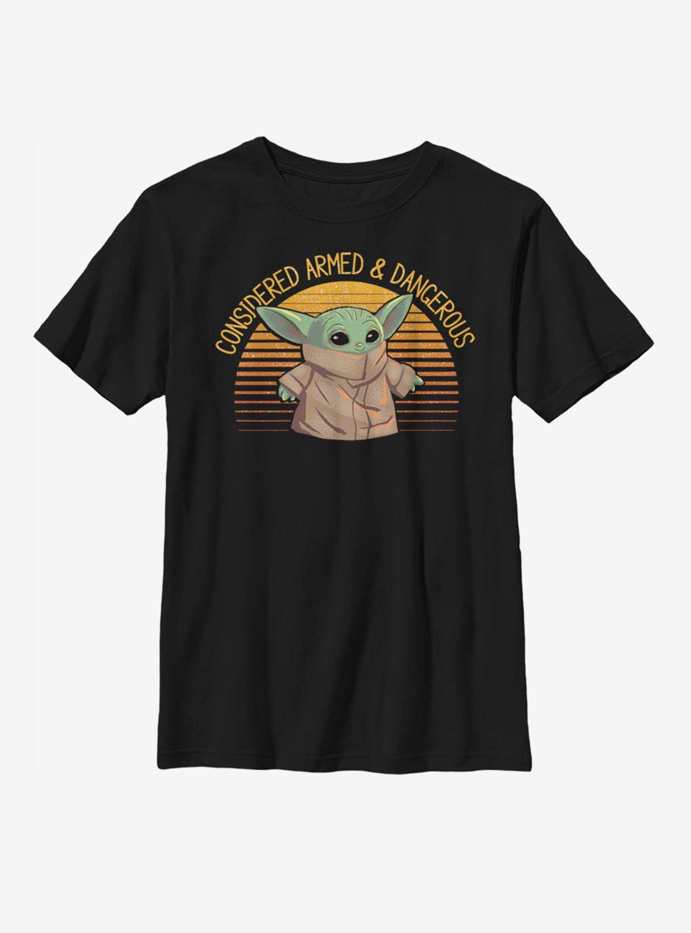 Star Wars The Mandalorian The Child Sunset Armed And Dangerous Youth T-Shirt, , hi-res
