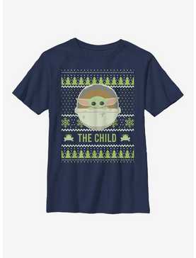 Star Wars The Mandalorian The Child Cute Holiday Pattern Youth T-Shirt, , hi-res