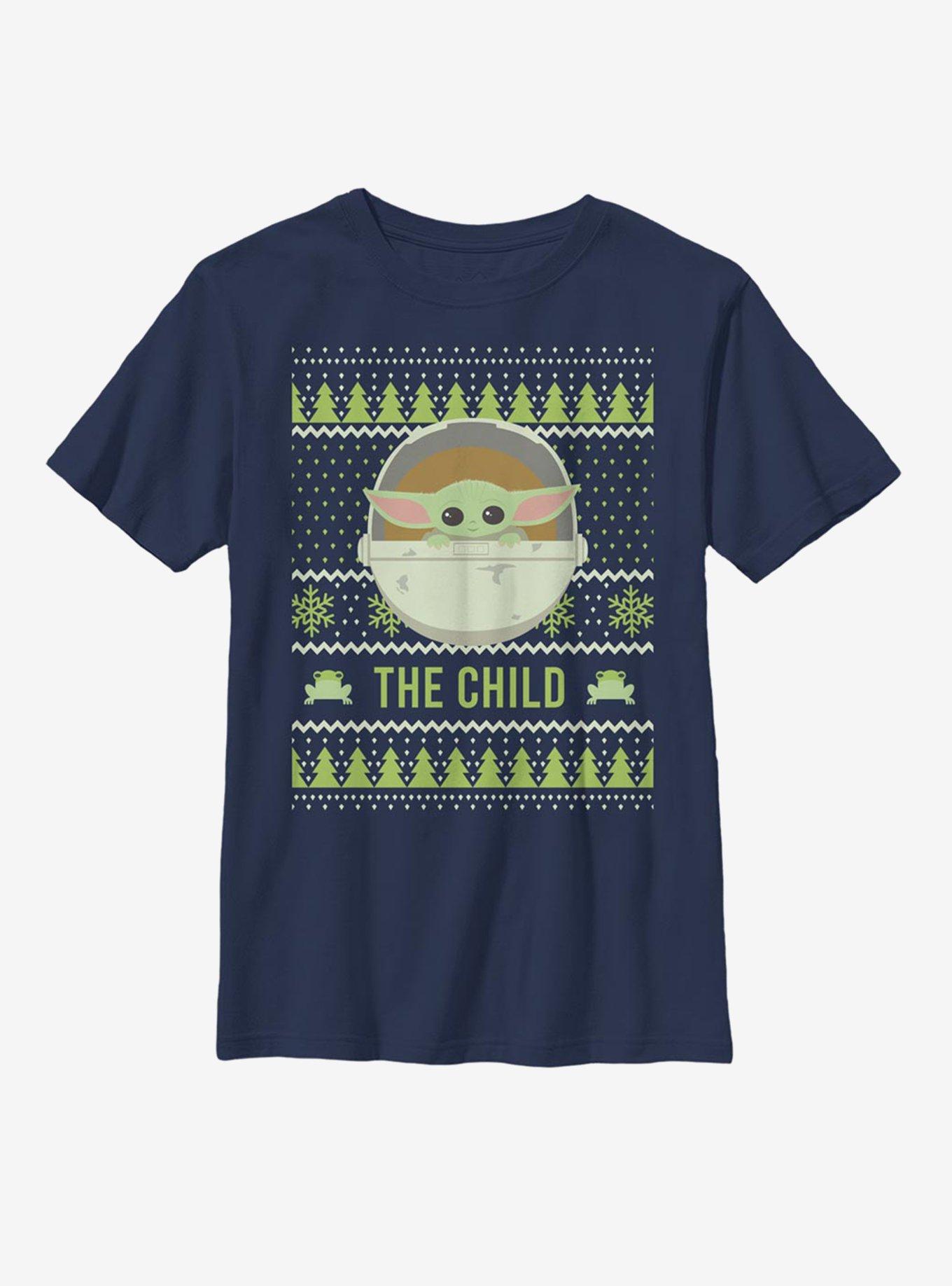 Star Wars The Mandalorian The Child Cute Holiday Pattern Youth T-Shirt, , hi-res