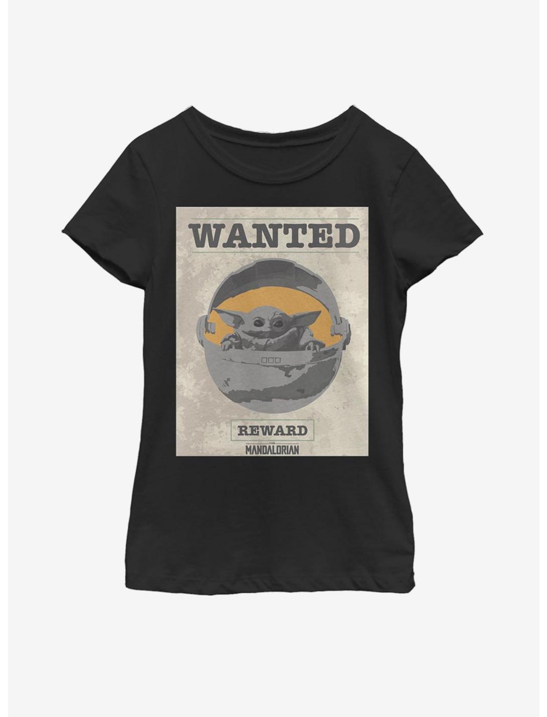 Star Wars The Mandalorian The Child Wanted Reward Poster Youth Girls T-Shirt, BLACK, hi-res