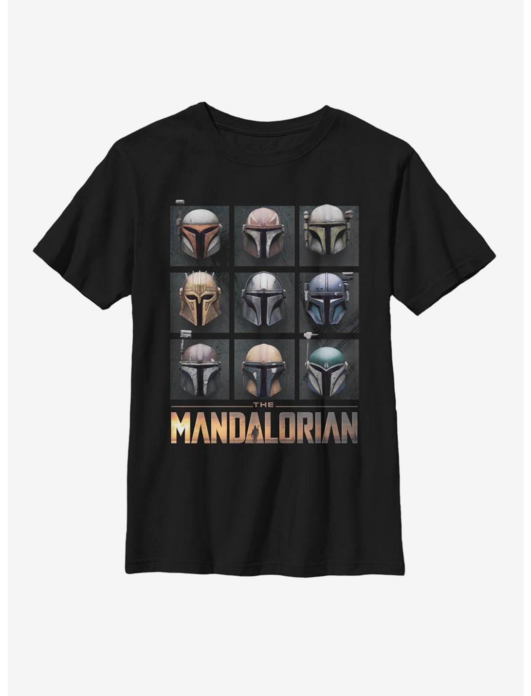 Star Wars The Mandalorian Helmets Boxup Youth T-Shirt, BLACK, hi-res