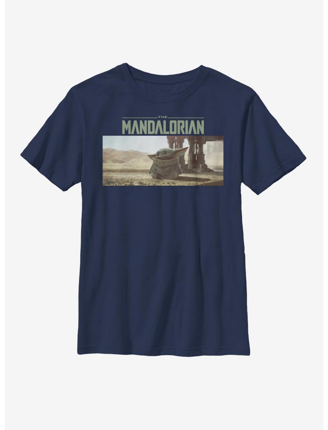 Star Wars The Mandalorian The Child Landscape Scene Youth T-Shirt, NAVY, hi-res