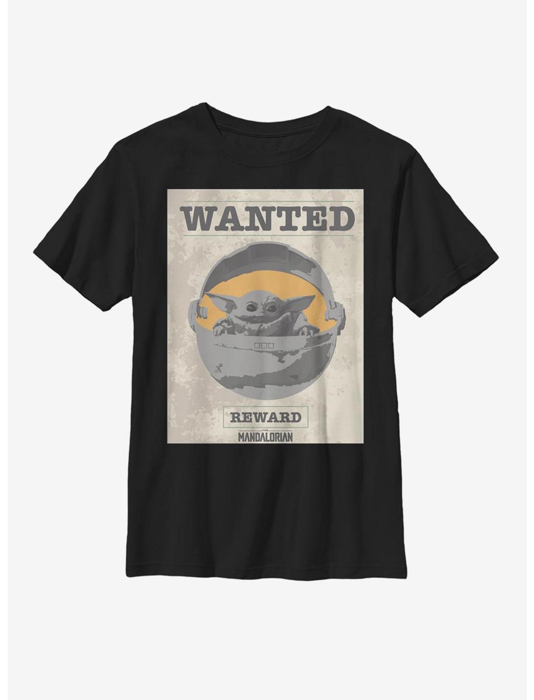Star Wars The Mandalorian The Child Wanted Reward Poster Youth T-Shirt, BLACK, hi-res