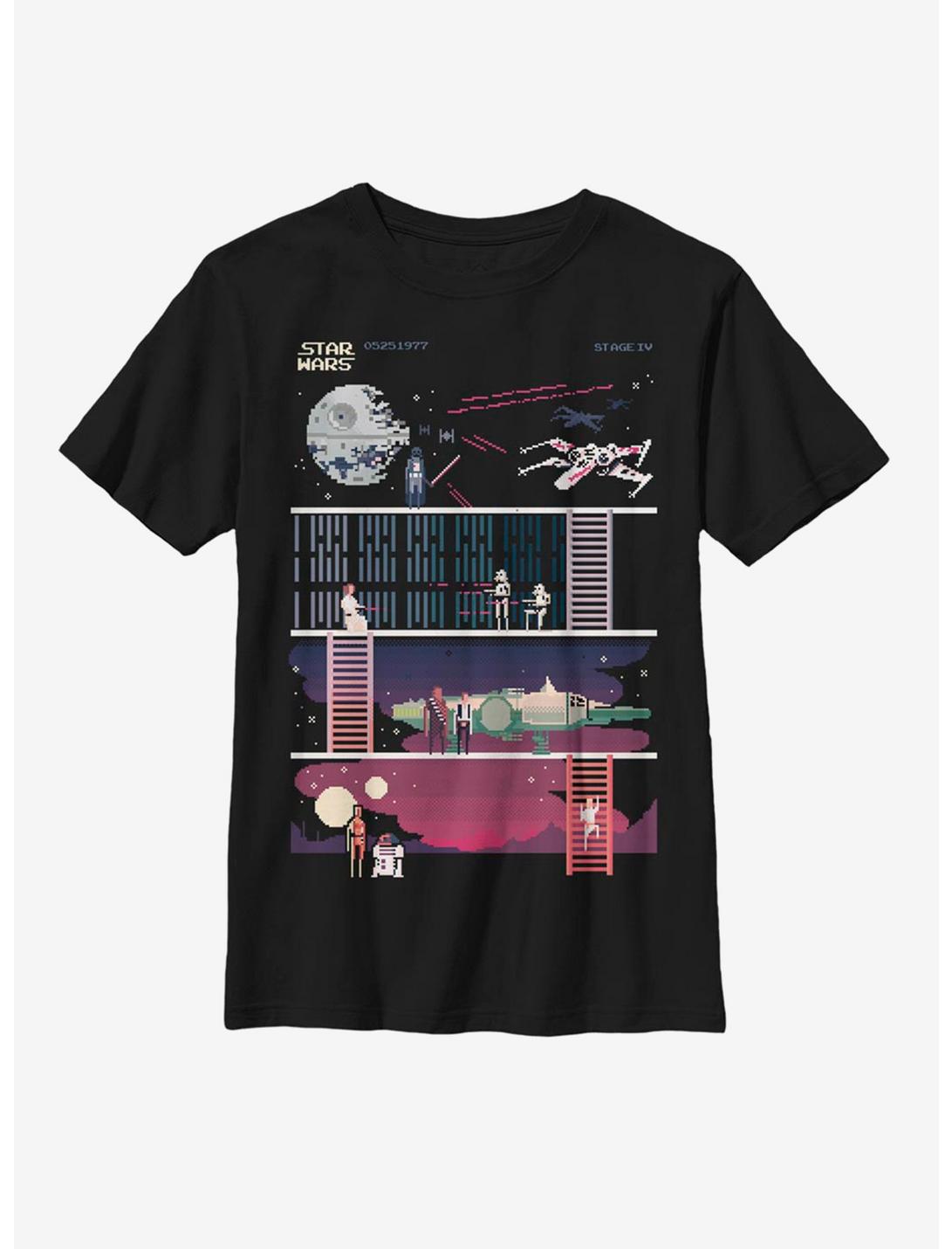 Star Wars Pixelated Levels Youth T-Shirt, BLACK, hi-res