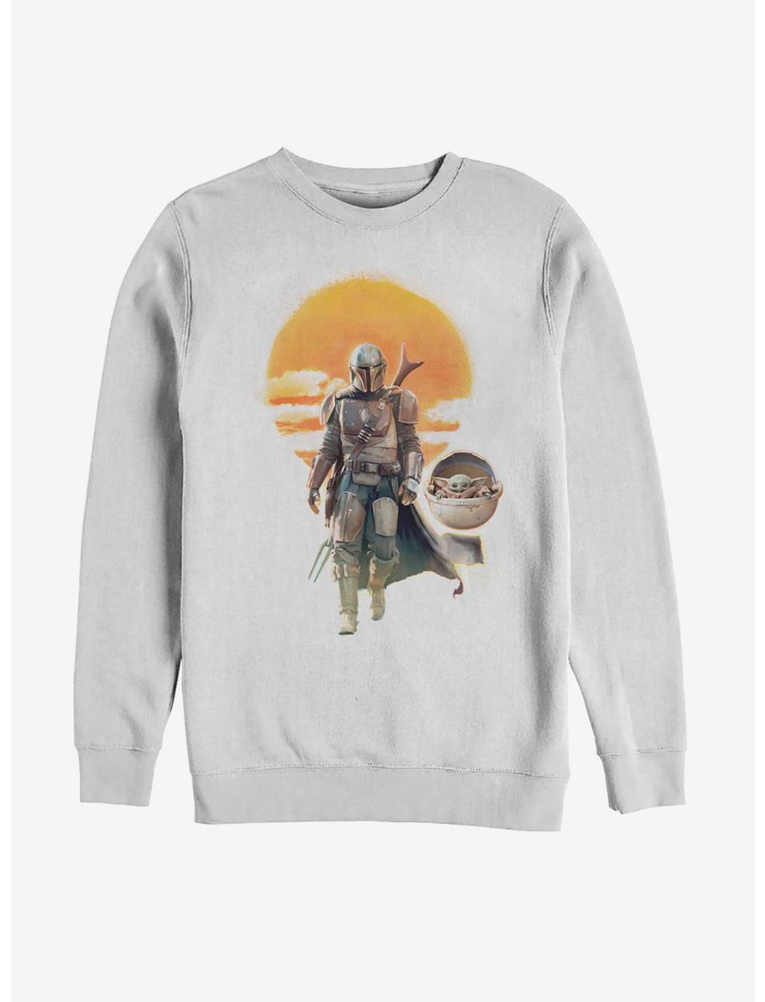 Star Wars The Mandalorian The Child Into The Sunset Sweatshirt, WHITE, hi-res