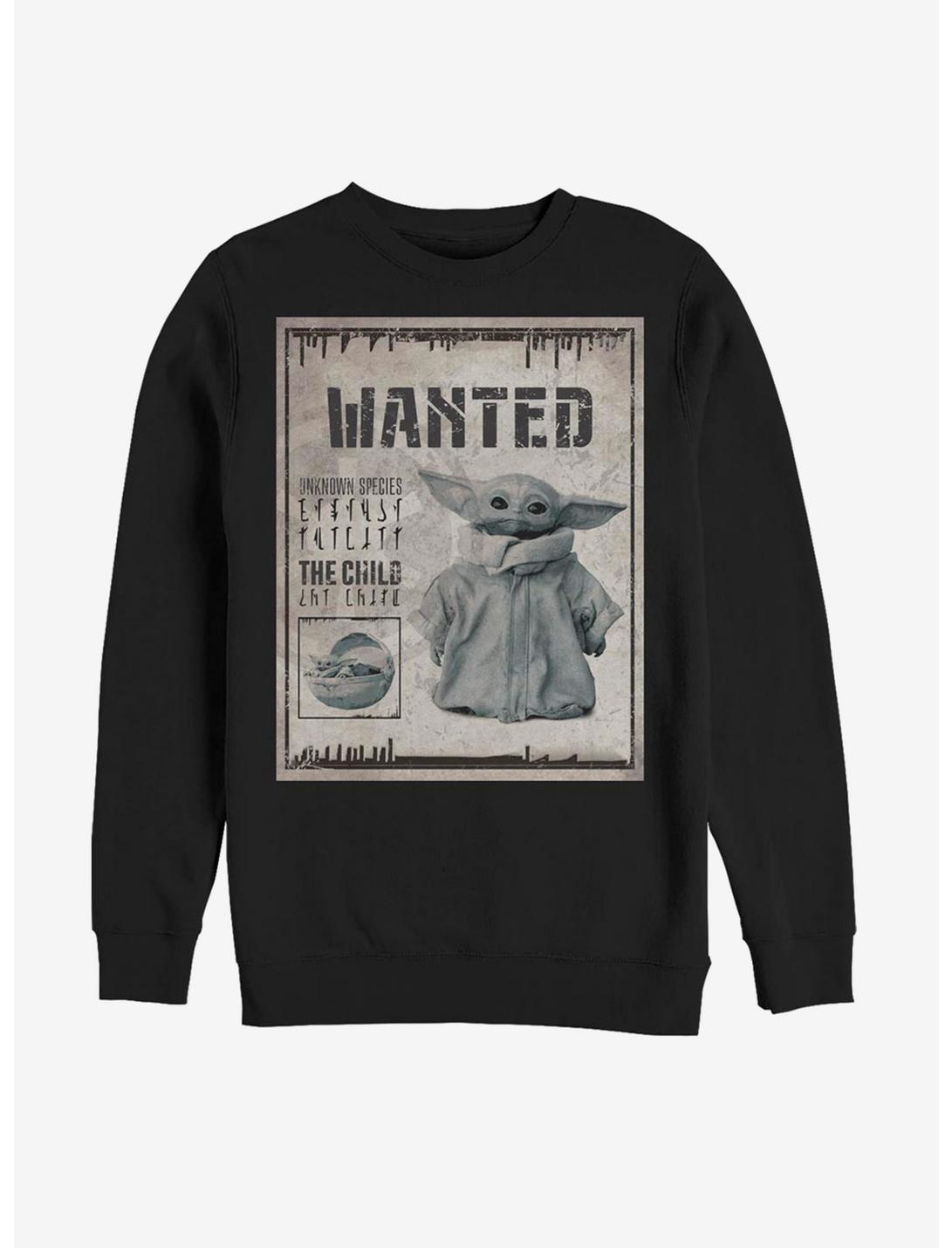 Star Wars The Mandalorian The Child Unknown Wanted Poster Sweatshirt, BLACK, hi-res