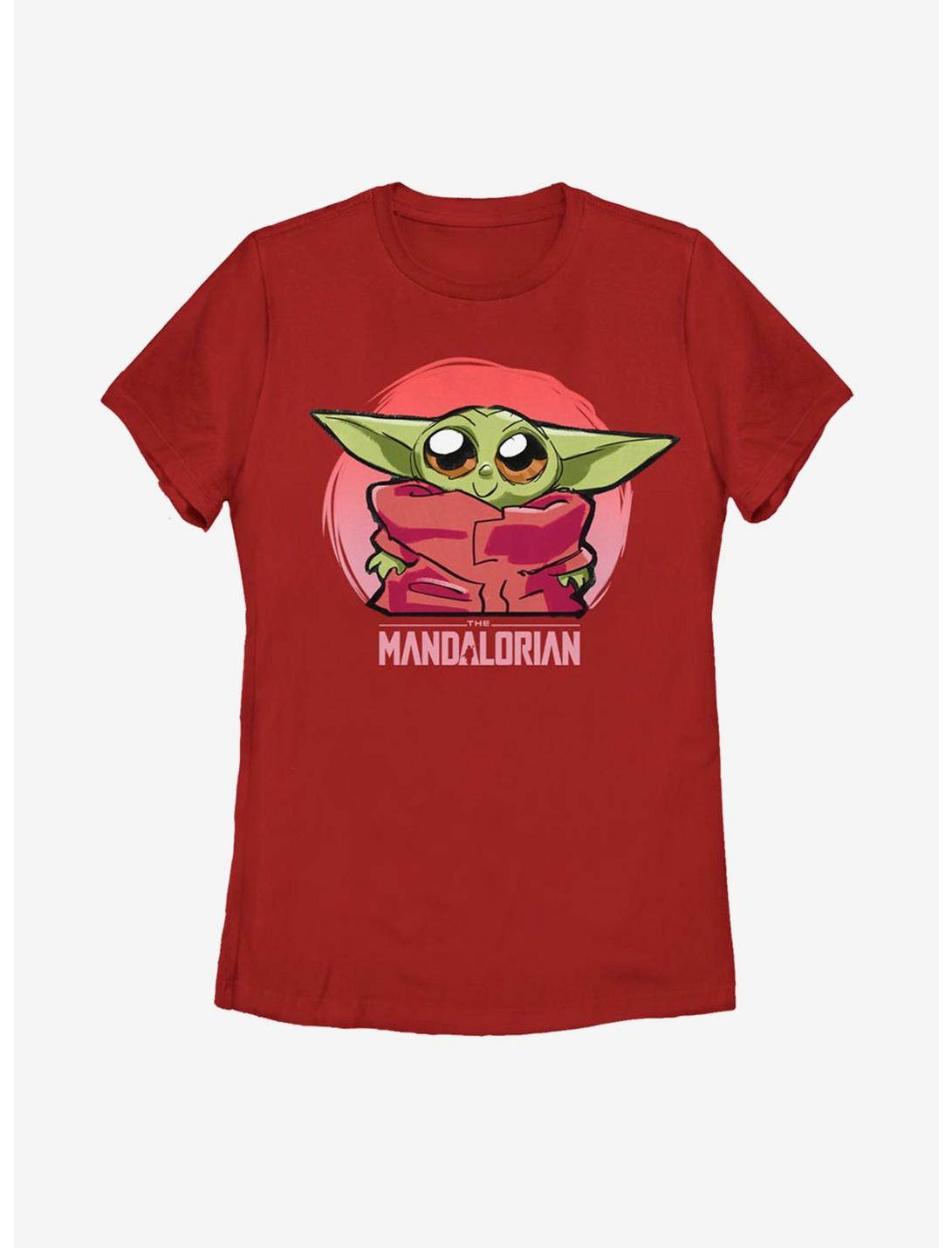 Star Wars The Mandalorian The Child Cute Sketch Womens T-Shirt, RED, hi-res