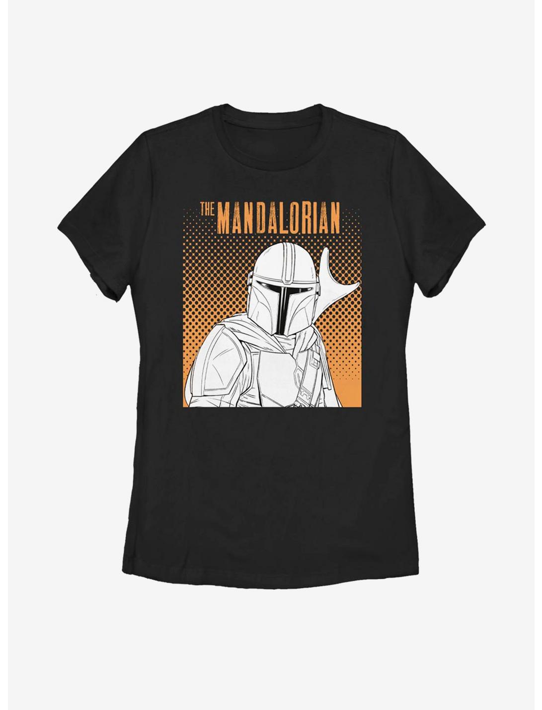 Star Wars The Mandalorian Halftone Hunter Womens T-Shirt, BLACK, hi-res
