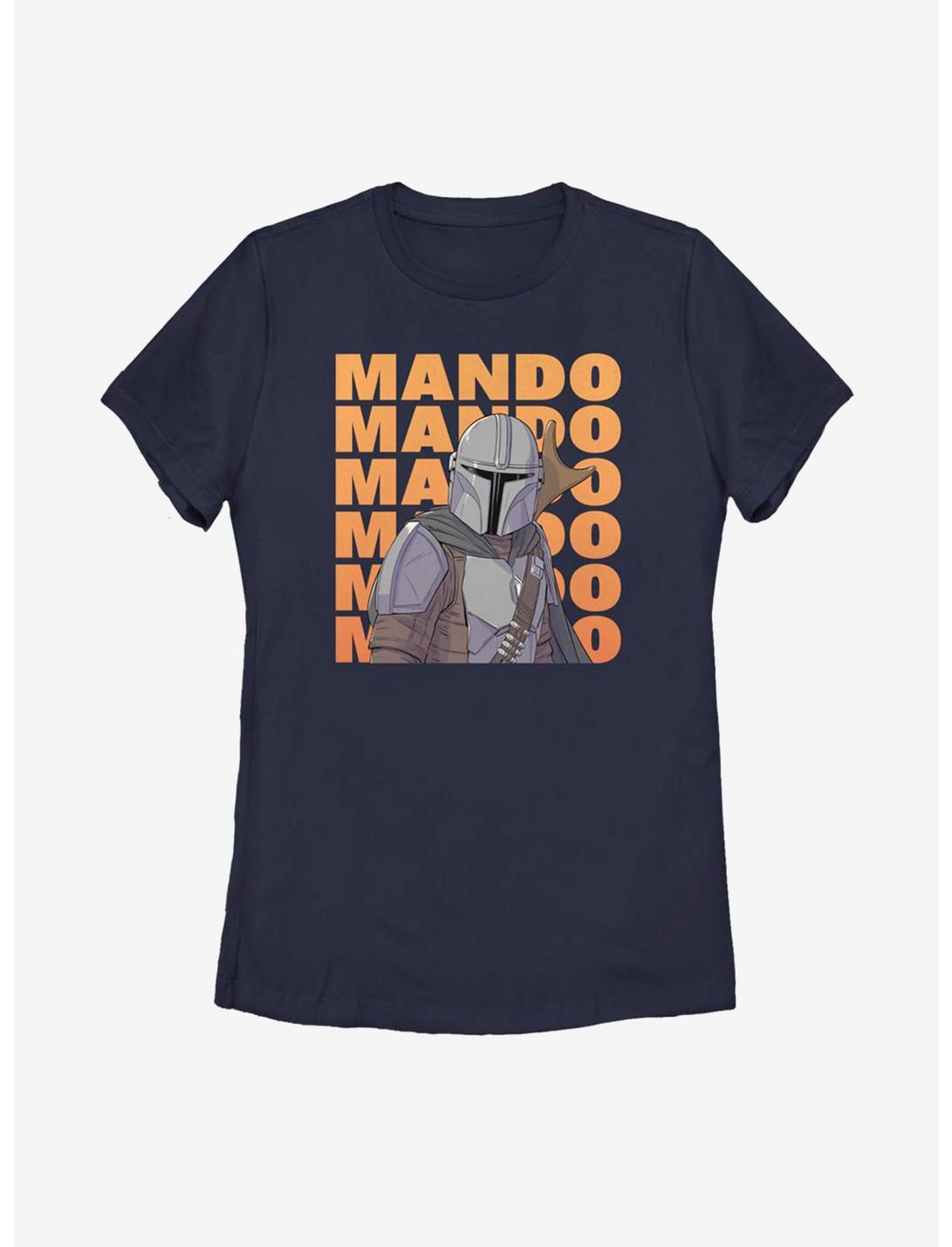 Star Wars The Mandalorian Stack Text Womens T-Shirt, NAVY, hi-res