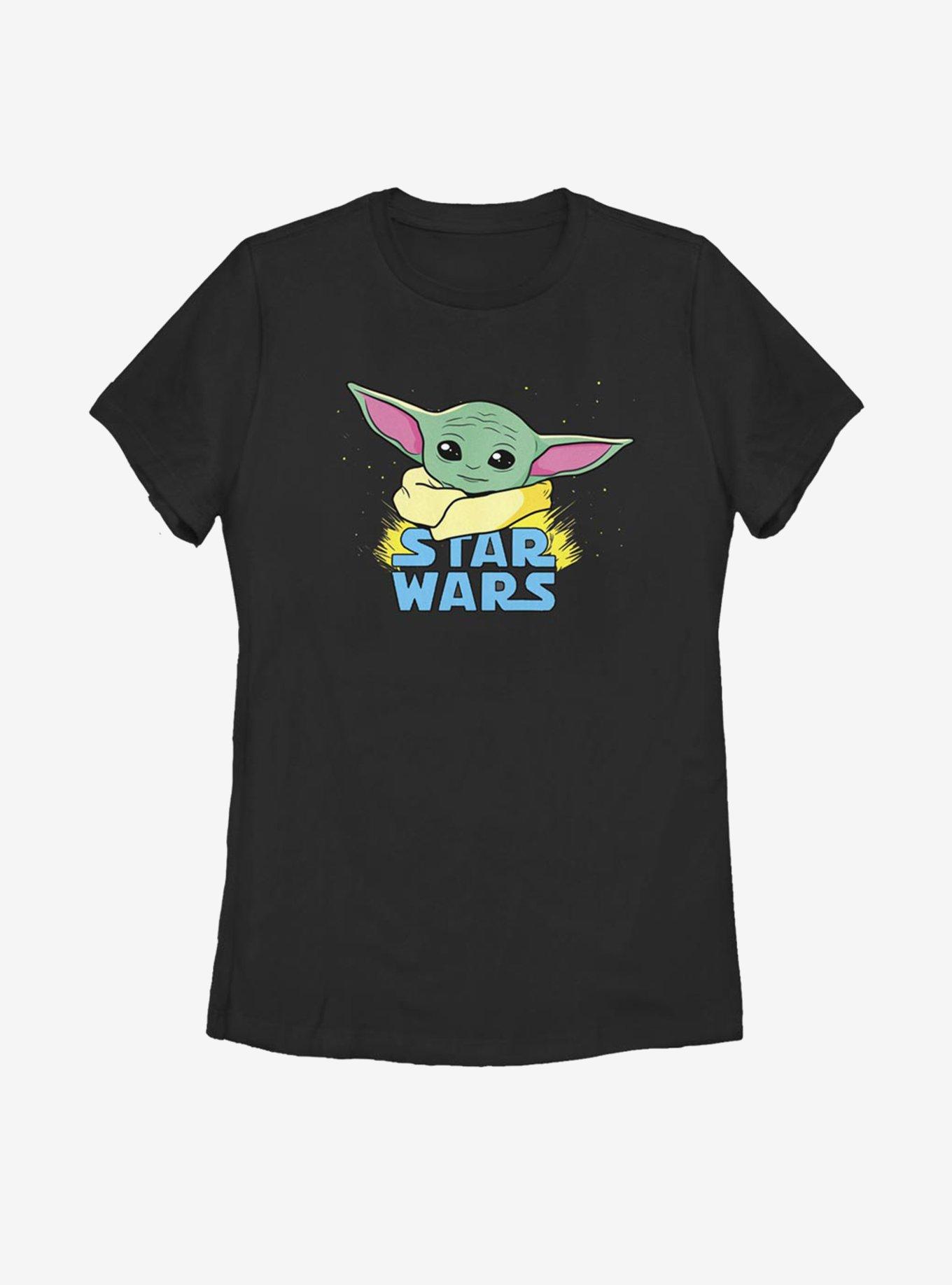 Star Wars The Mandalorian The Child Profile Logo Womens T-Shirt, BLACK, hi-res