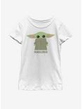 Star Wars The Mandalorian The Child Chibi Covered Face Youth Girls T-Shirt, WHITE, hi-res