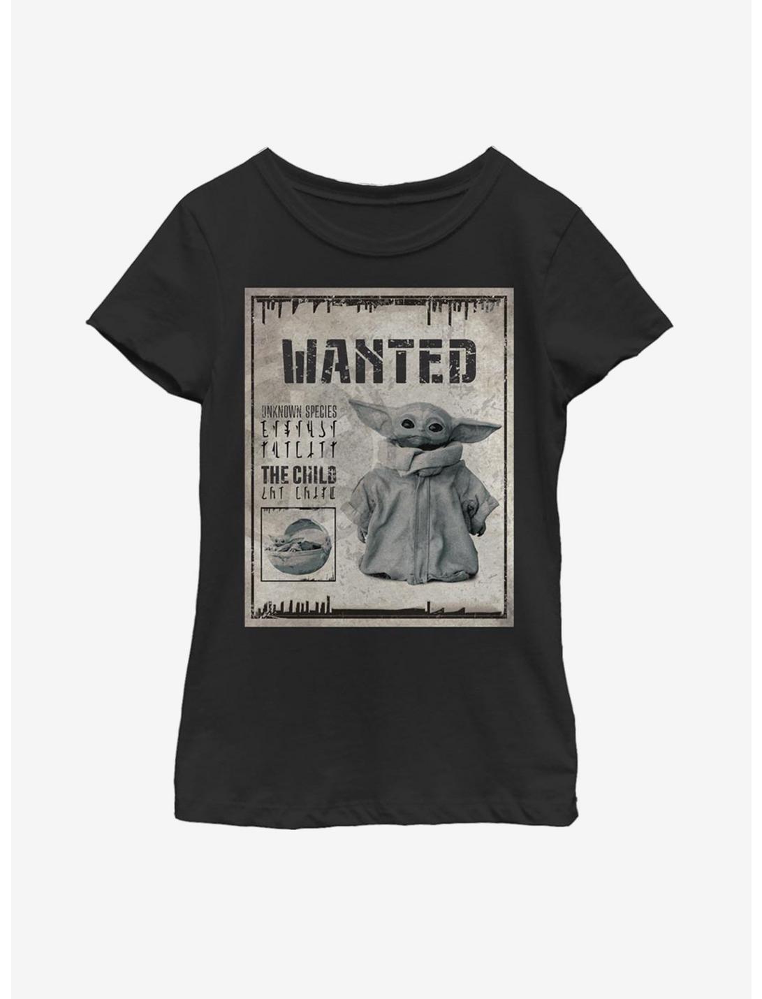 Star Wars The Mandalorian The Child Unknown Wanted Poster Youth Girls T-Shirt, BLACK, hi-res