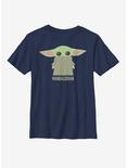 Star Wars The Mandalorian The Child Chibi Covered Face Youth T-Shirt, NAVY, hi-res