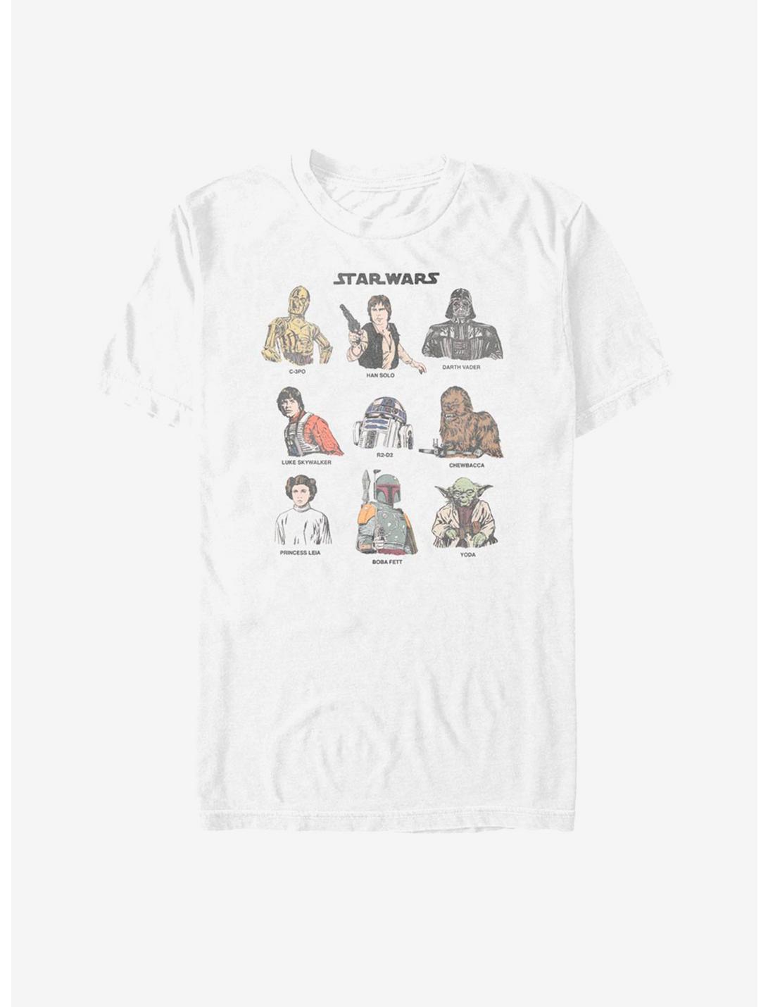 Star Wars Retro Character Cast T-Shirt, WHITE, hi-res