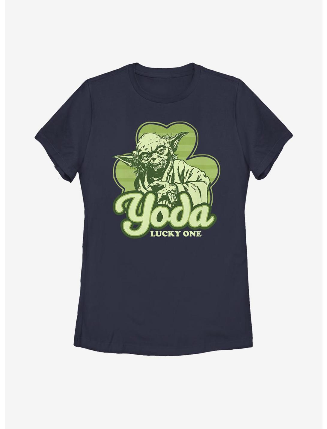 Star Wars Yoda Lucky Retro Womens T-Shirt, NAVY, hi-res