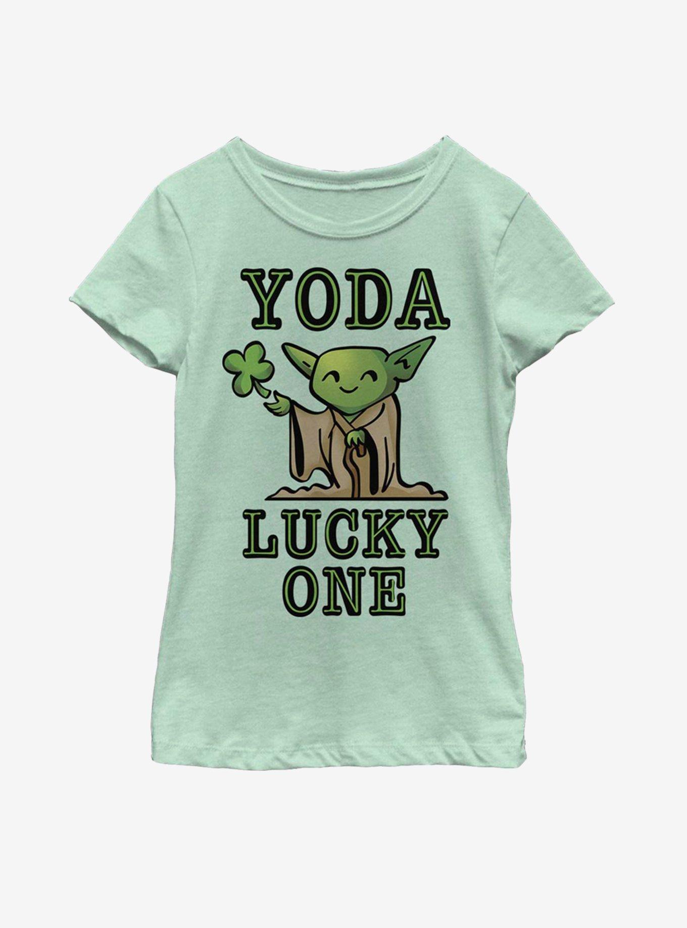 Star Wars Yoda So Lucky Youth Girls T-Shirt - GREEN | BoxLunch