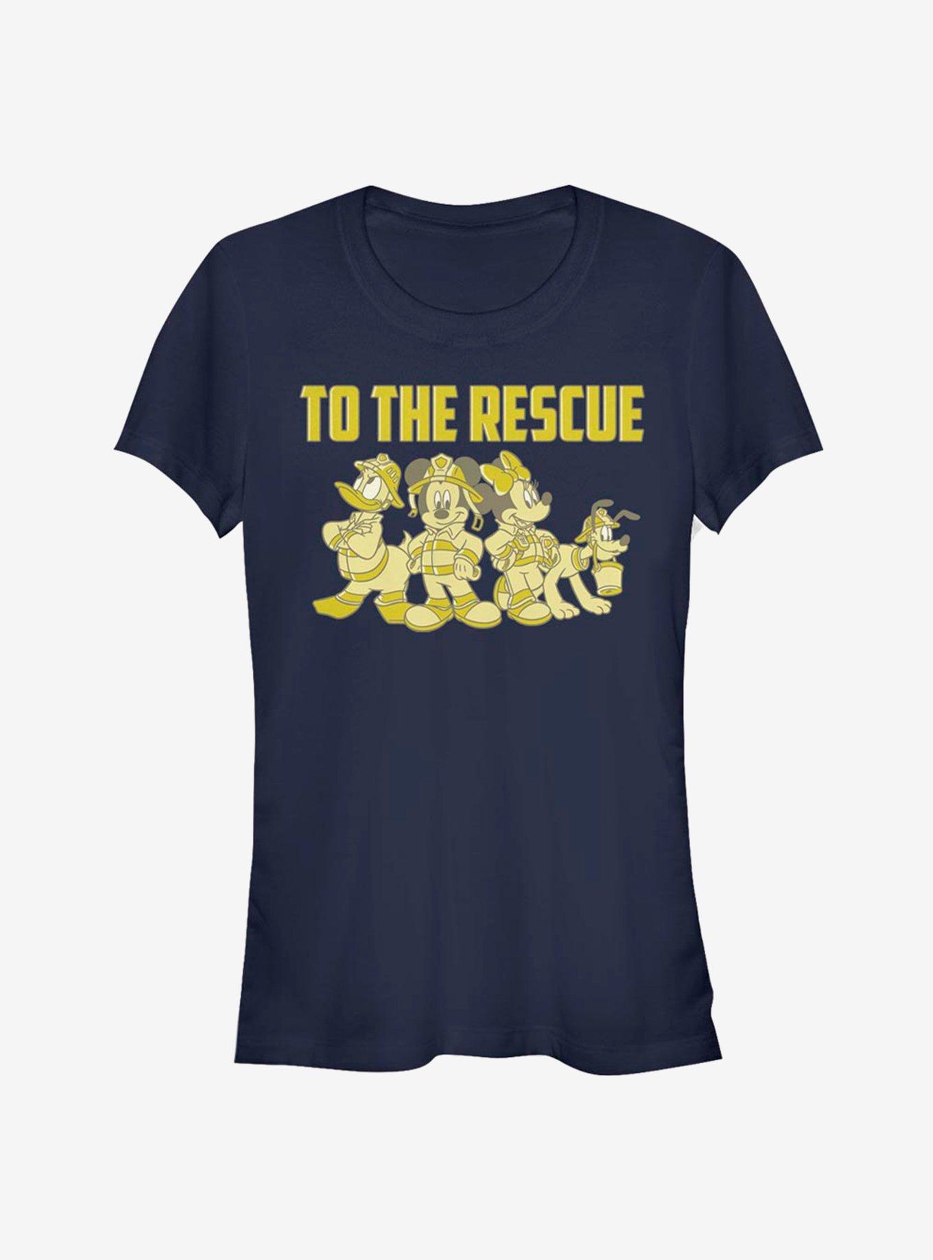 Disney Mickey Mouse Minnie Donald To The Rescue Firefighters Classic Girls T-Shirt