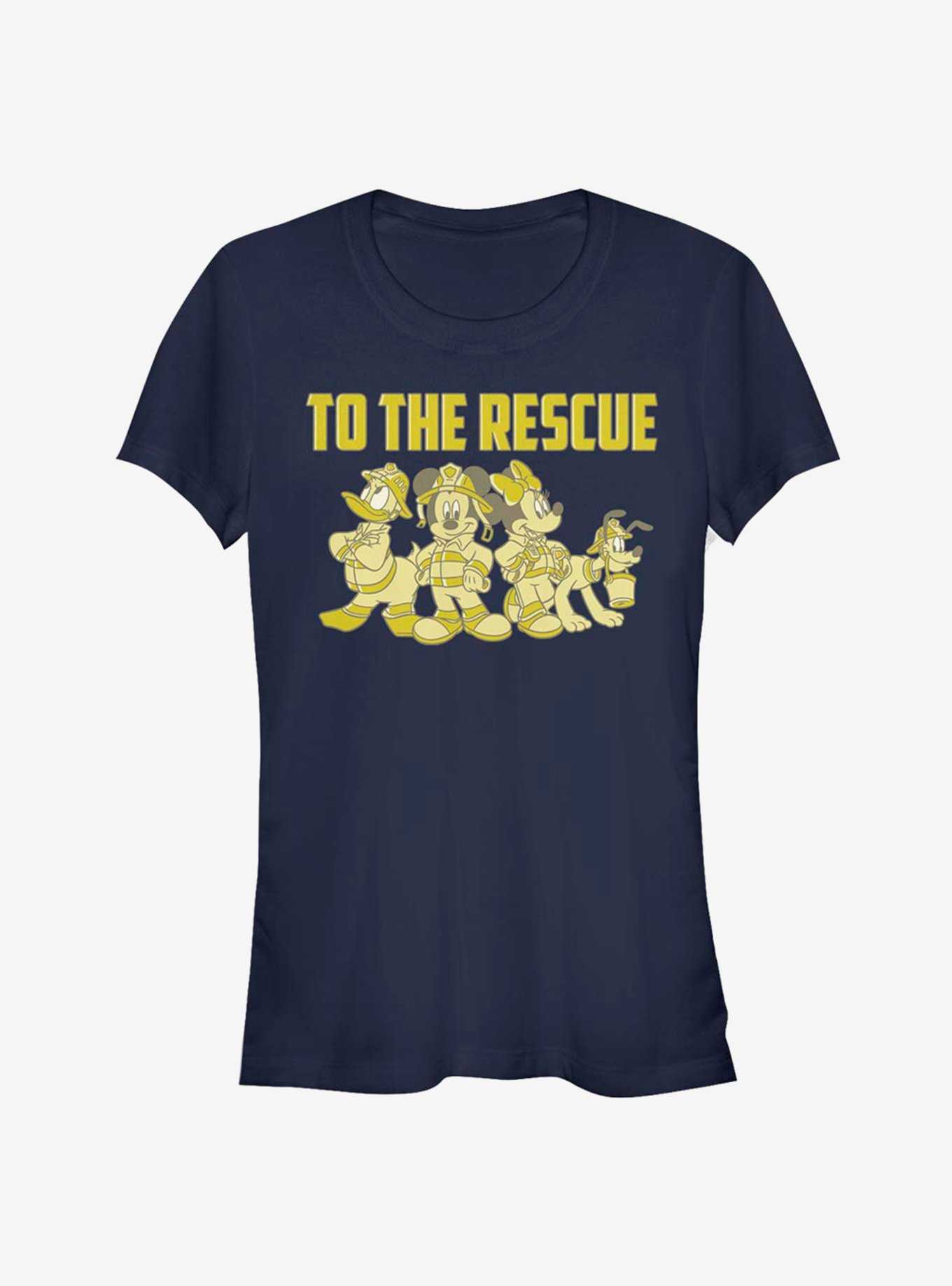 Disney Mickey Mouse Minnie Mouse Donald To The Rescue Firefighters Classic Girls T-Shirt, , hi-res