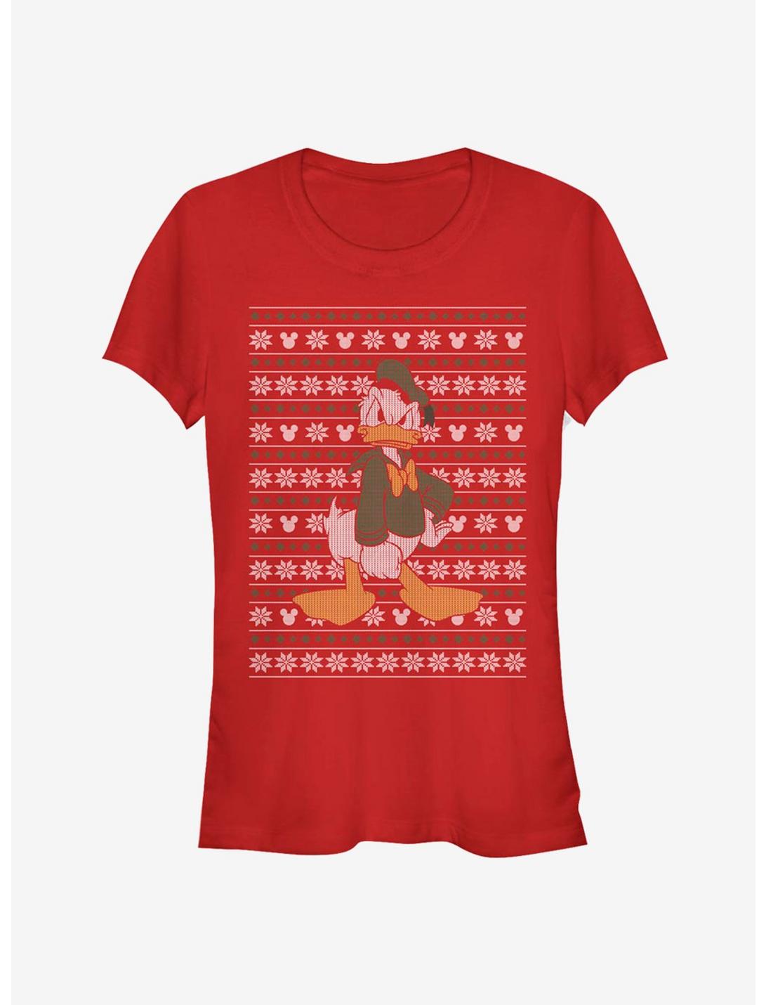 Disney Donald Holiday Sweater Classic Girls T-Shirt, RED, hi-res