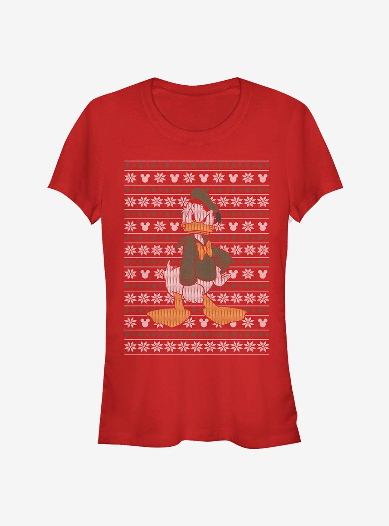 Disney Donald Holiday Sweater Classic Girls T-Shirt, RED, hi-res