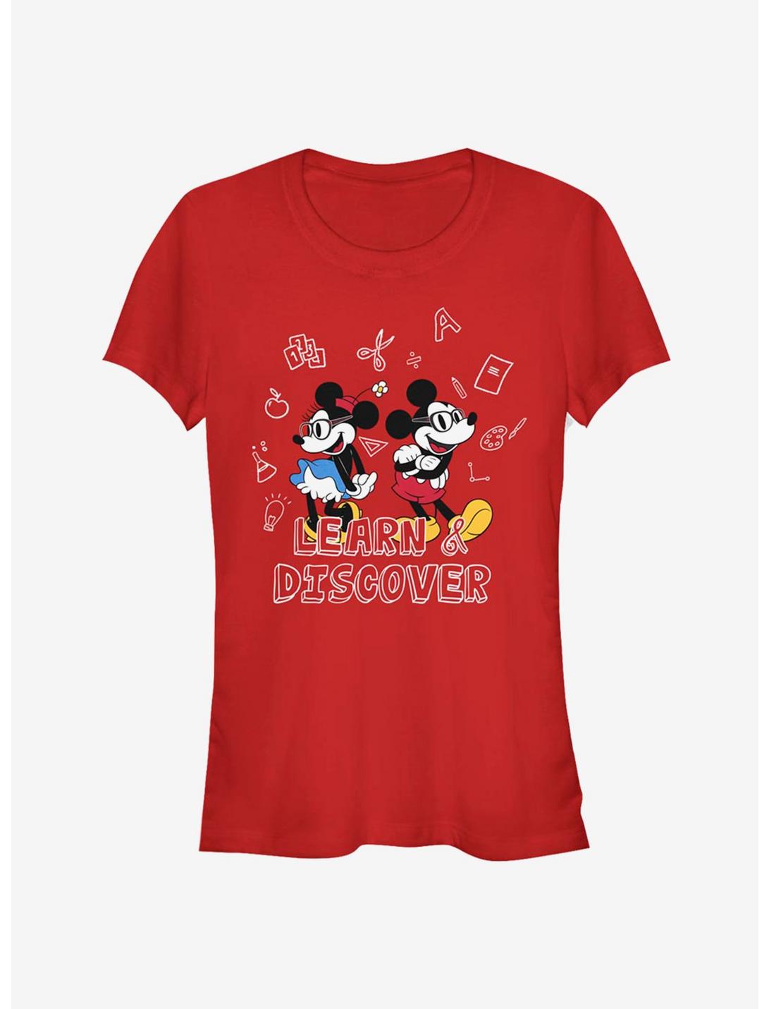 Disney Mickey Mouse And Minnie Mouse Learn Discover Classic Girls T-Shirt, RED, hi-res
