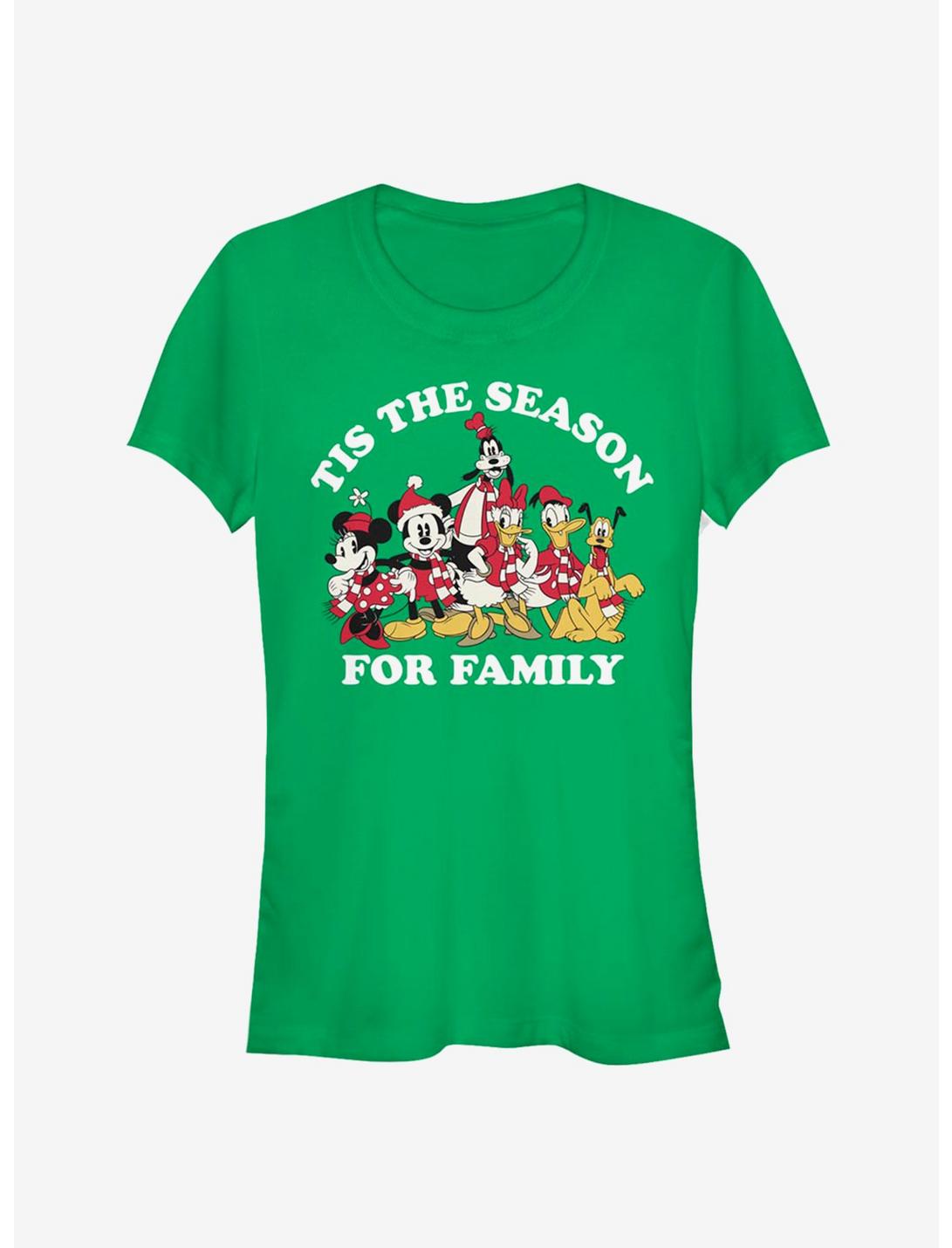 Disney Mickey Mouse Crew Tis The Season For Family Classic Girls T-Shirt, KELLY, hi-res