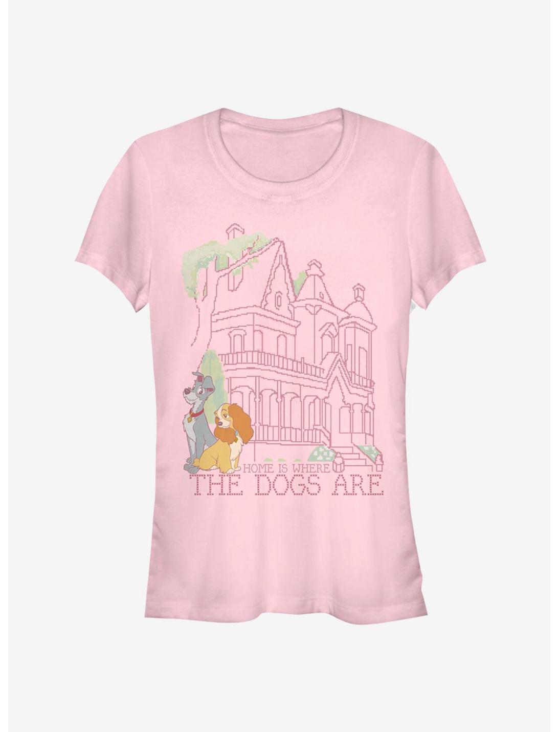 Disney Lady And The Tramp Stitch Home Is Where The Dogs Are Classic Girls T-Shirt, LIGHT PINK, hi-res