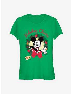 Disney Mickey Mouse Holiday Cheers Wreath Classic Girls T-Shirt, , hi-res