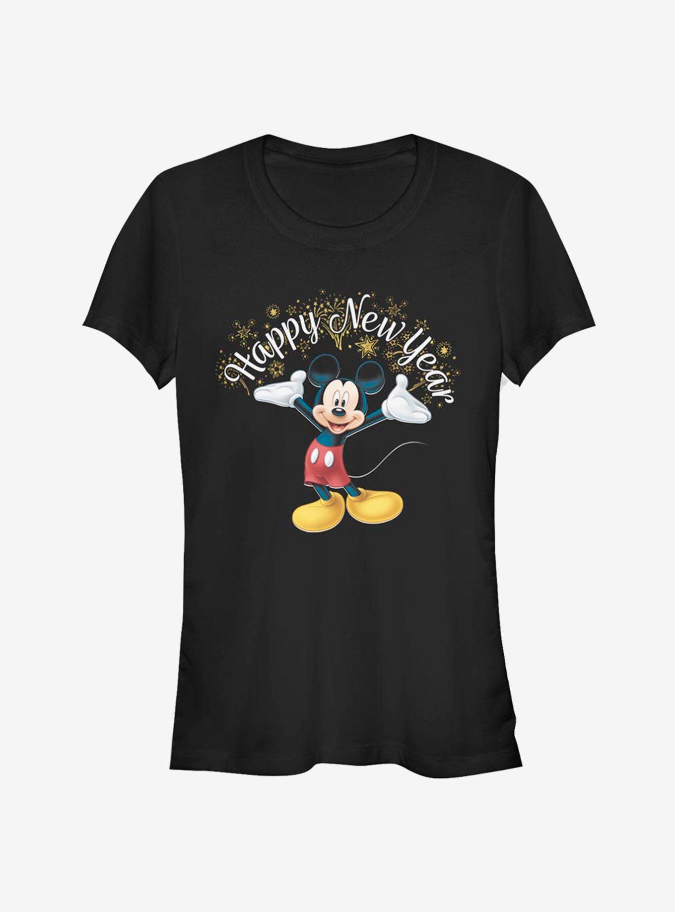 Disney Mickey Mouse Happy New Year Fireworks Classic Girls T-Shirt, BLACK, hi-res