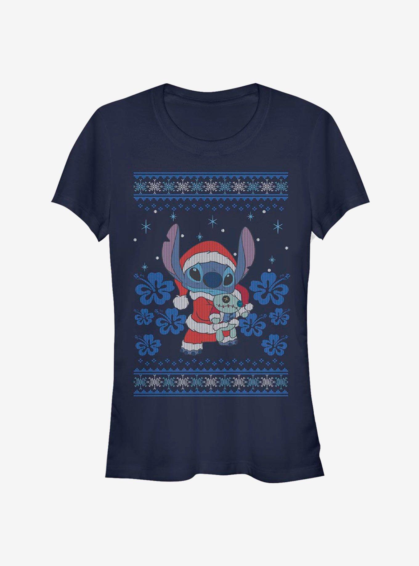 Disney Lilo & Stitch Christmas Stitch Girls T-Shirt, NAVY, hi-res