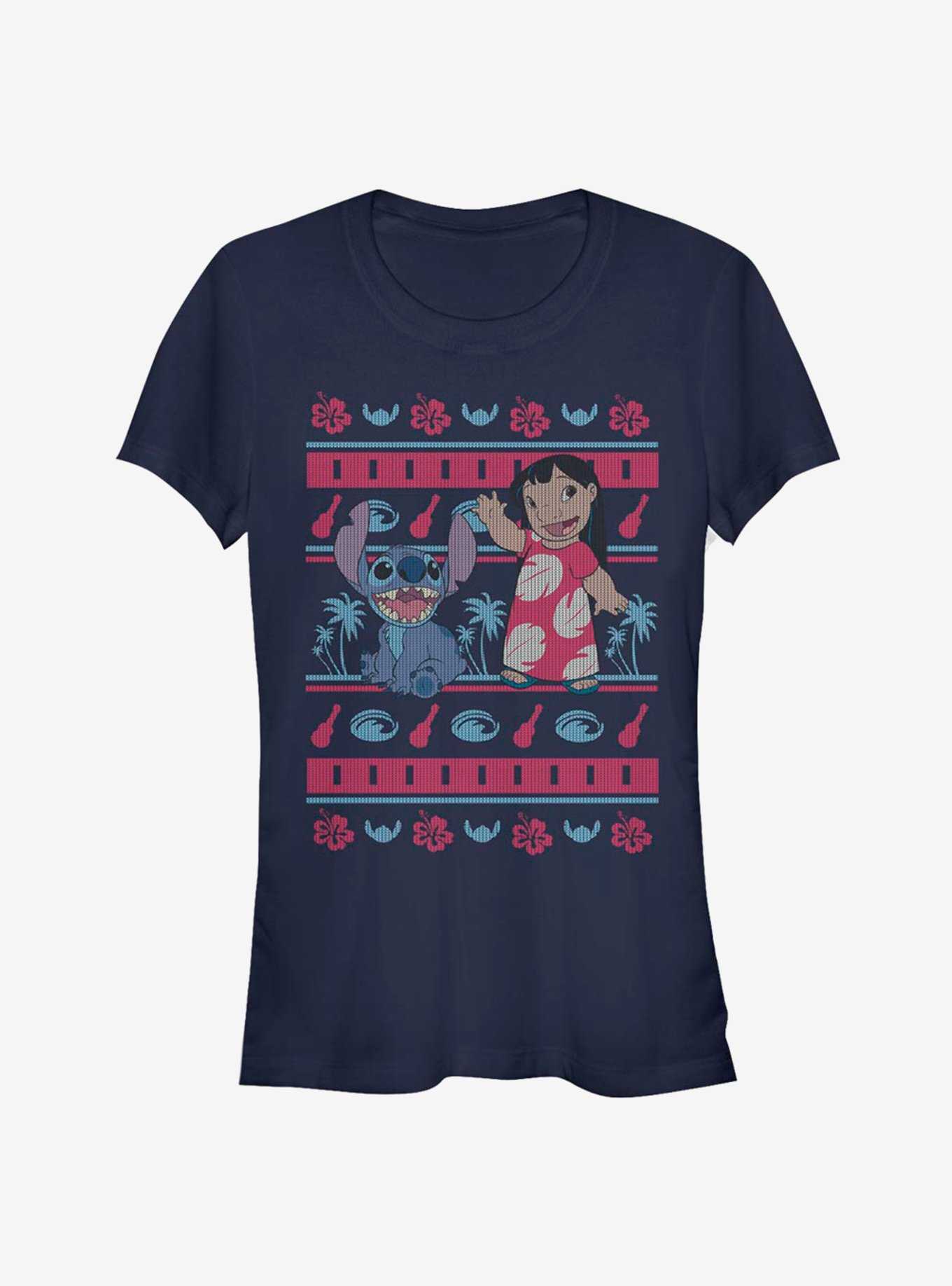 Disney Lilo & Stitch Christmas Hawaiian Pattern Girls T-Shirt, , hi-res