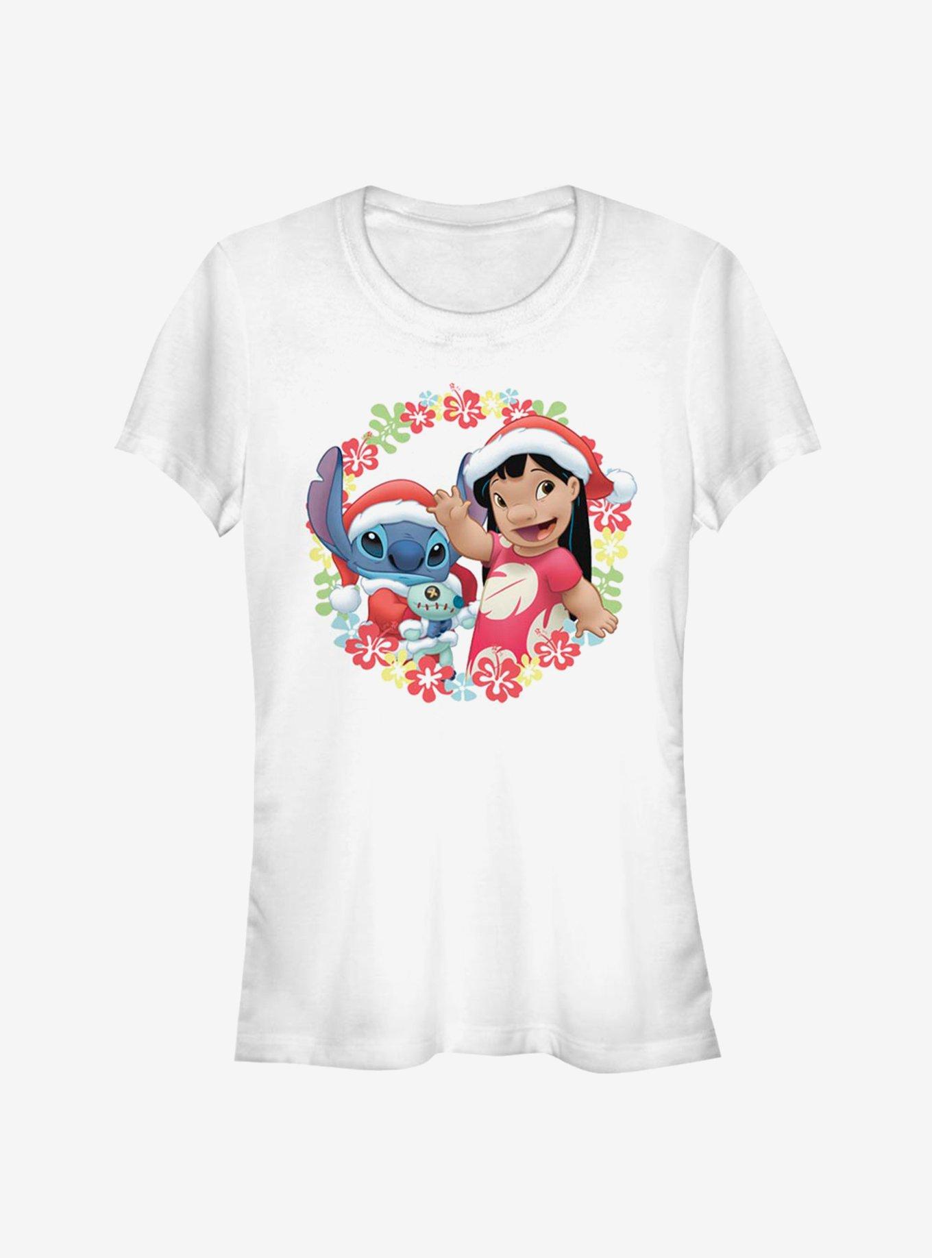 Disney Lilo & Stitch Christmas Hawaiian Floral Wreath Girls T-Shirt, , hi-res