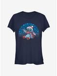 Disney Lilo & Stitch Christmas Snowing Stitch Girls T-Shirt, NAVY, hi-res